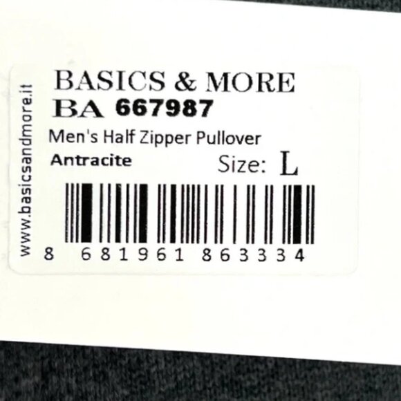 Basics & More Men's Half Zipper Pullover - L - Picture 6 of 6